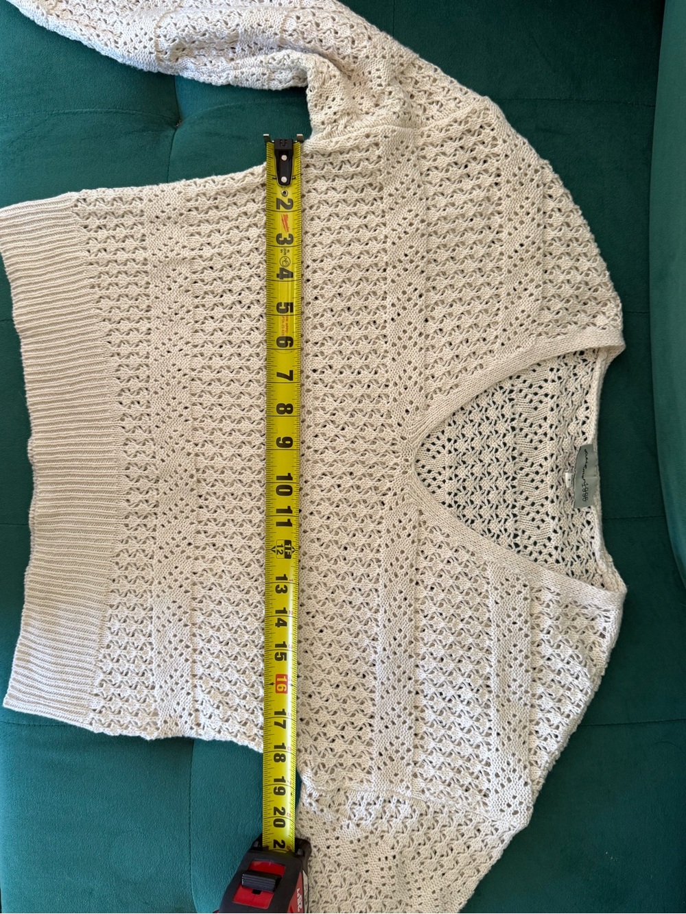 Boho Coastal Cream Ivory Open-Knit V-Neck Summer Sweater Beach Coverup Sz Sm - Picture 11 of 13